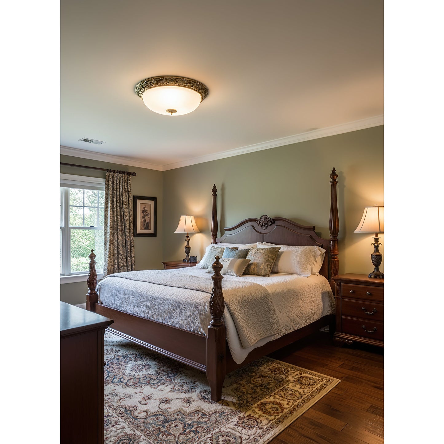 Brahm Flush Ceiling Lamp - Timeless Antique Bronze & Curved Glass Flush Mount