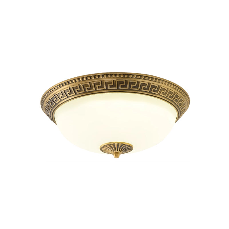 Brahm Flush Ceiling Lamp - Timeless Antique Bronze & Curved Glass Flush Mount