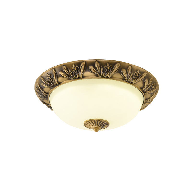 Brahm Flush Ceiling Lamp - Timeless Antique Bronze & Curved Glass Flush Mount