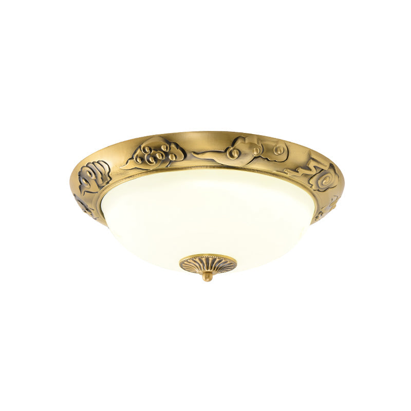 Brahm Flush Ceiling Lamp - Timeless Antique Bronze & Curved Glass Flush Mount