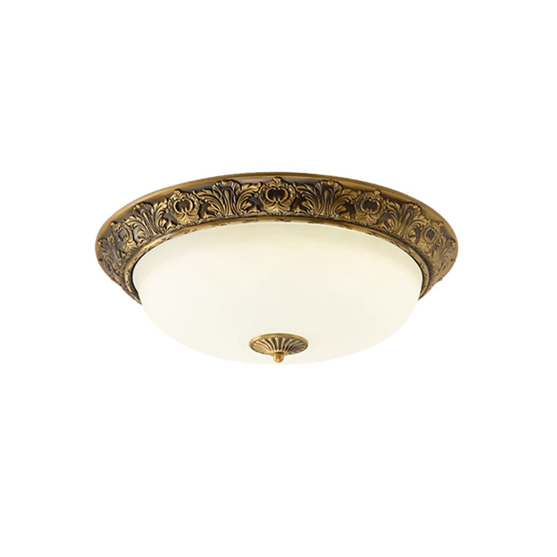 Brahm Flush Ceiling Lamp - Timeless Antique Bronze & Curved Glass Flush Mount