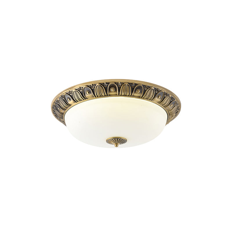 Brahm Flush Ceiling Lamp - Timeless Antique Bronze & Curved Glass Flush Mount