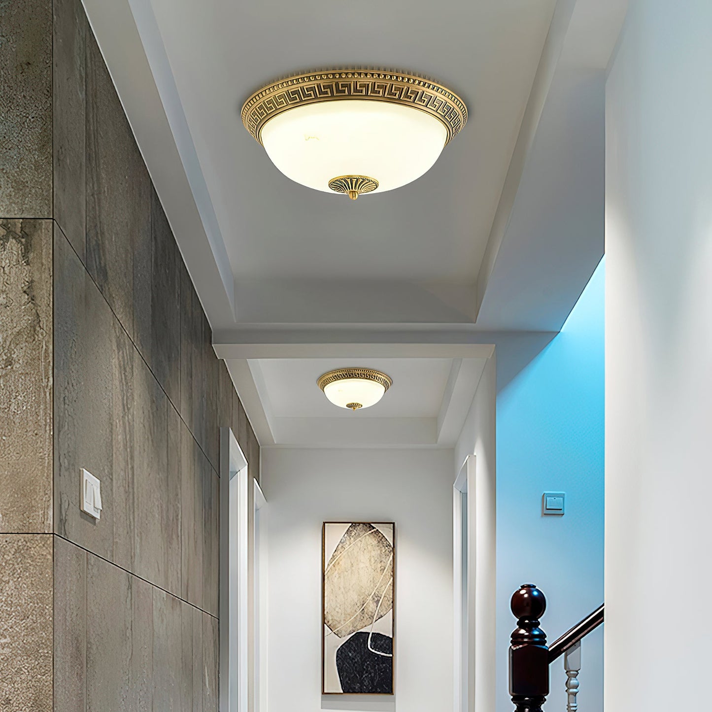 Brahm Flush Ceiling Lamp - Timeless Antique Bronze & Curved Glass Flush Mount
