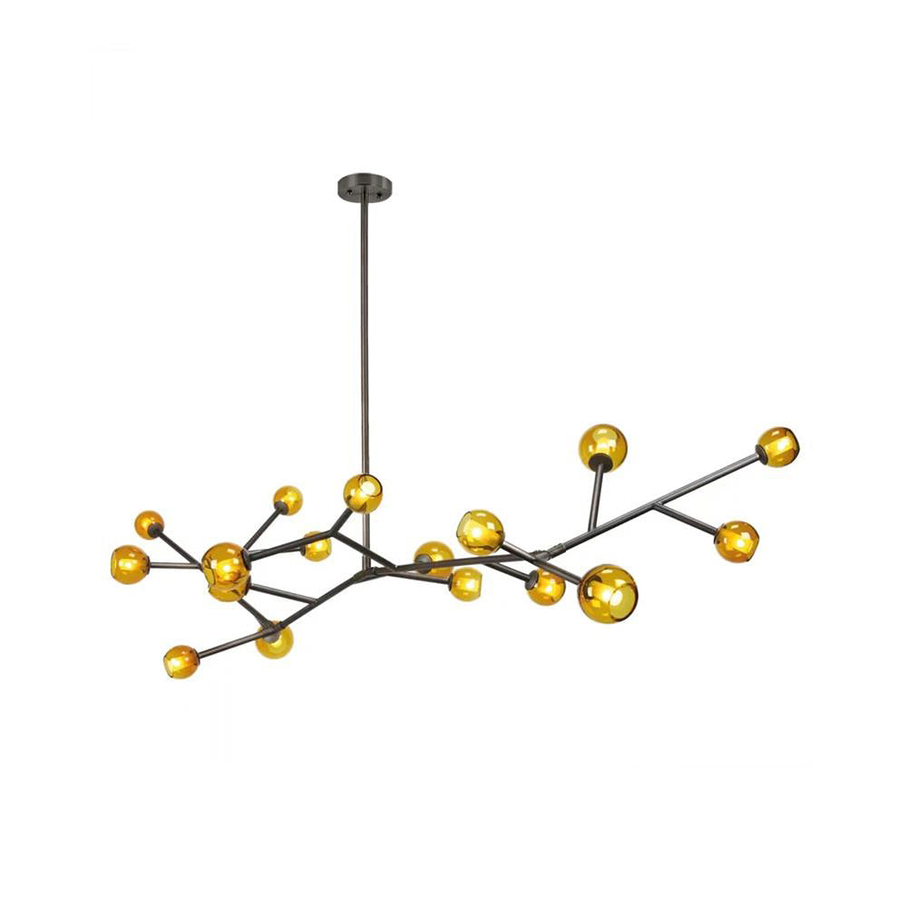Branch Chandelier - Modern Starburst Brass & Glass Orb Pendant