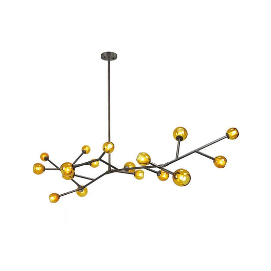 Branch Chandelier - Modern Starburst Brass & Glass Orb Pendant