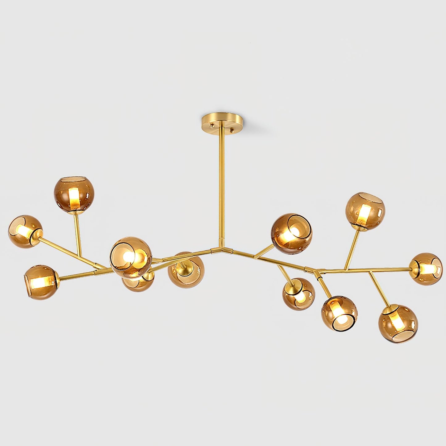Branch Chandelier - Modern Starburst Brass & Glass Orb Pendant