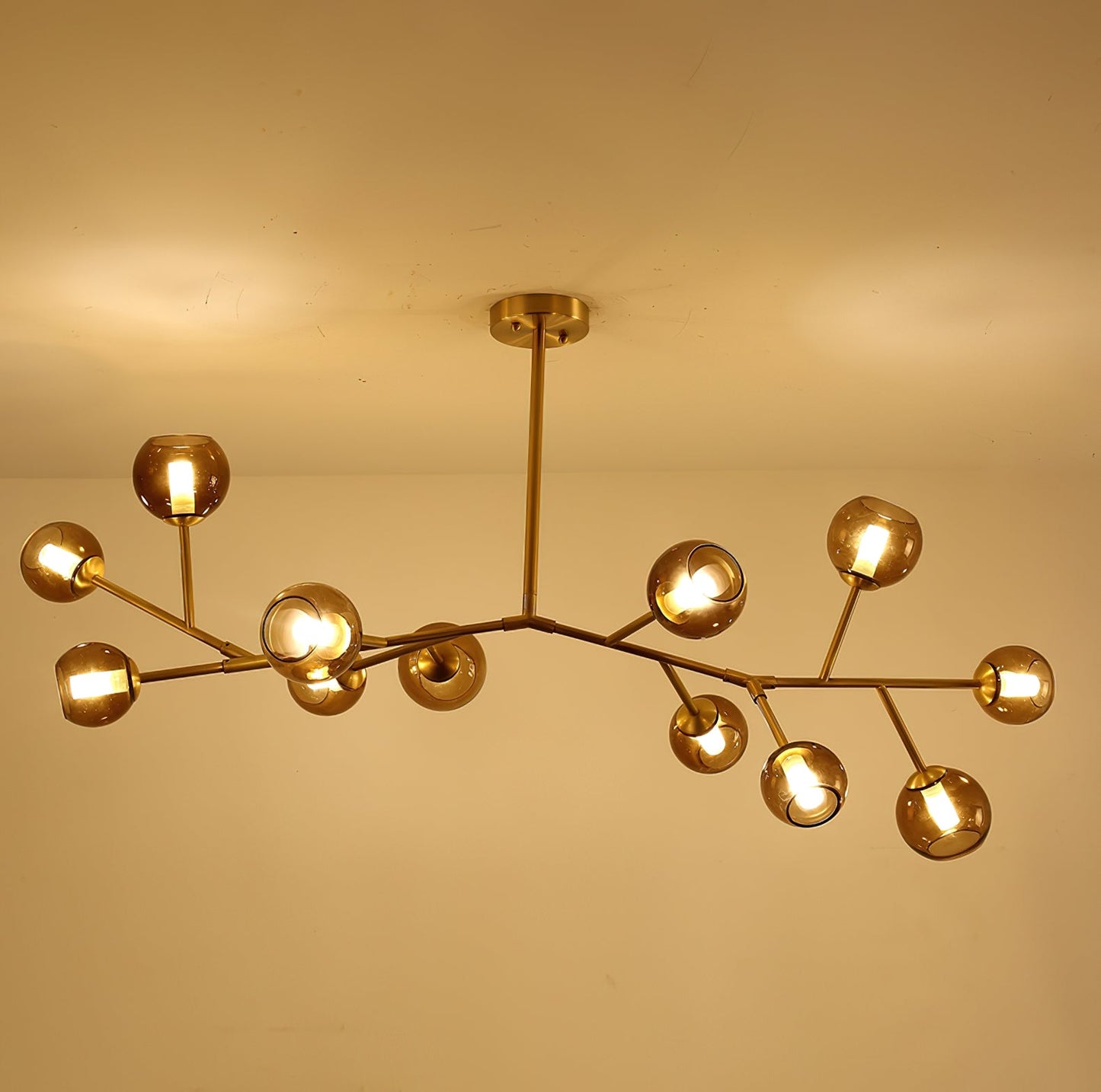 Branch Chandelier - Modern Starburst Brass & Glass Orb Pendant