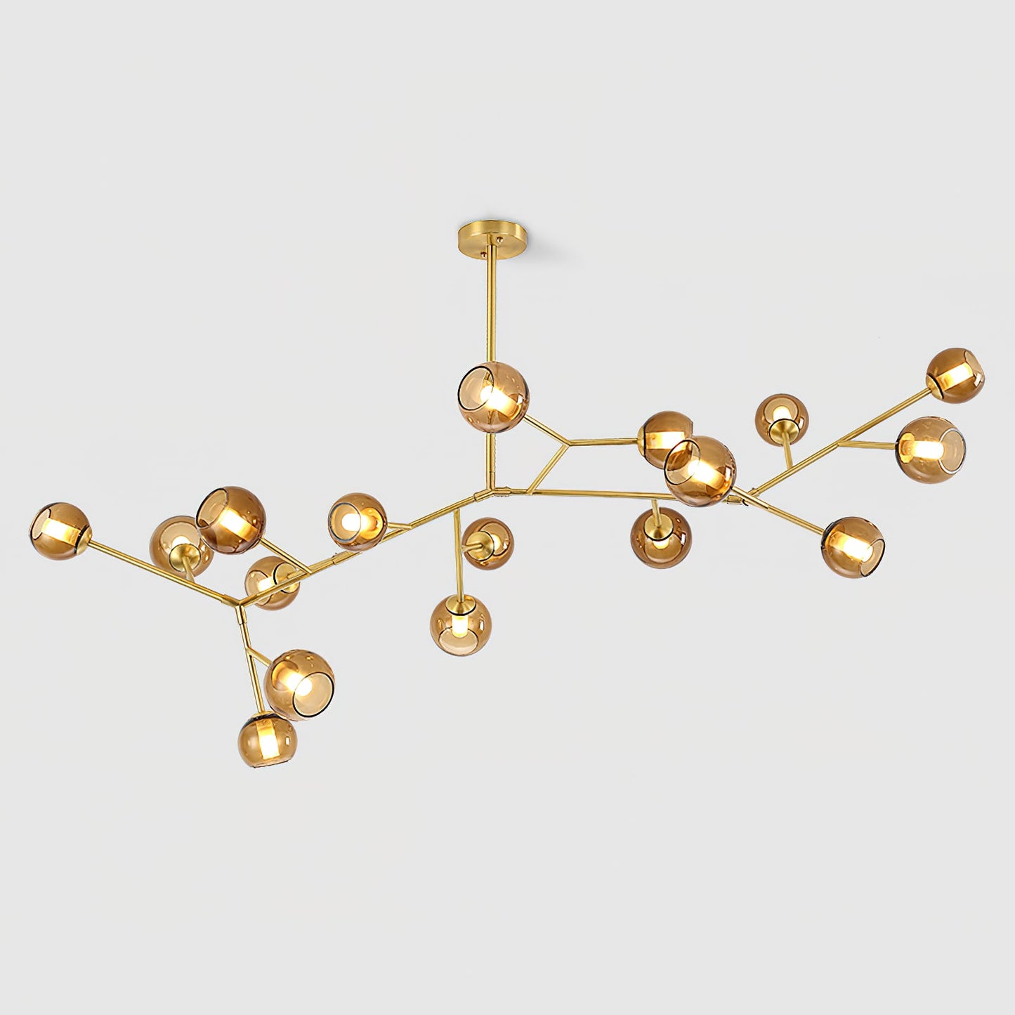 Branch Chandelier - Modern Starburst Brass & Glass Orb Pendant