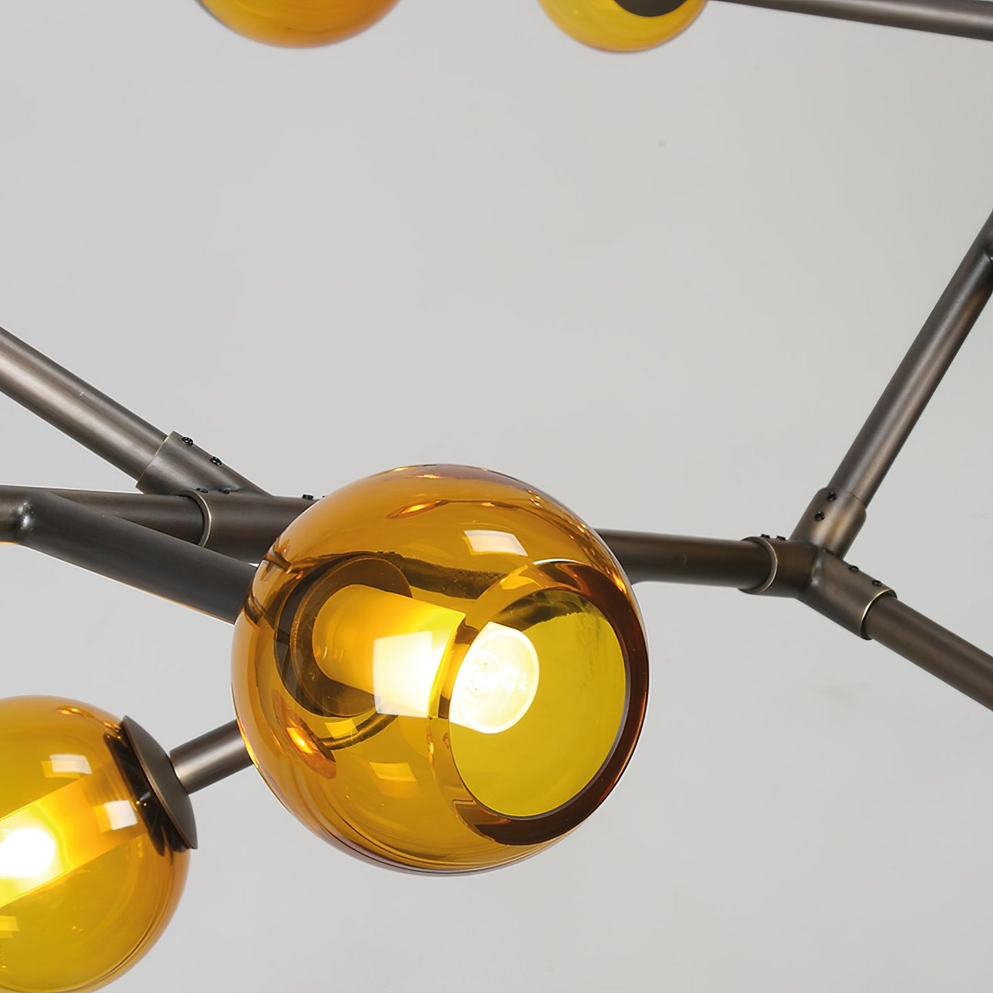 Branch Chandelier - Modern Starburst Brass & Glass Orb Pendant