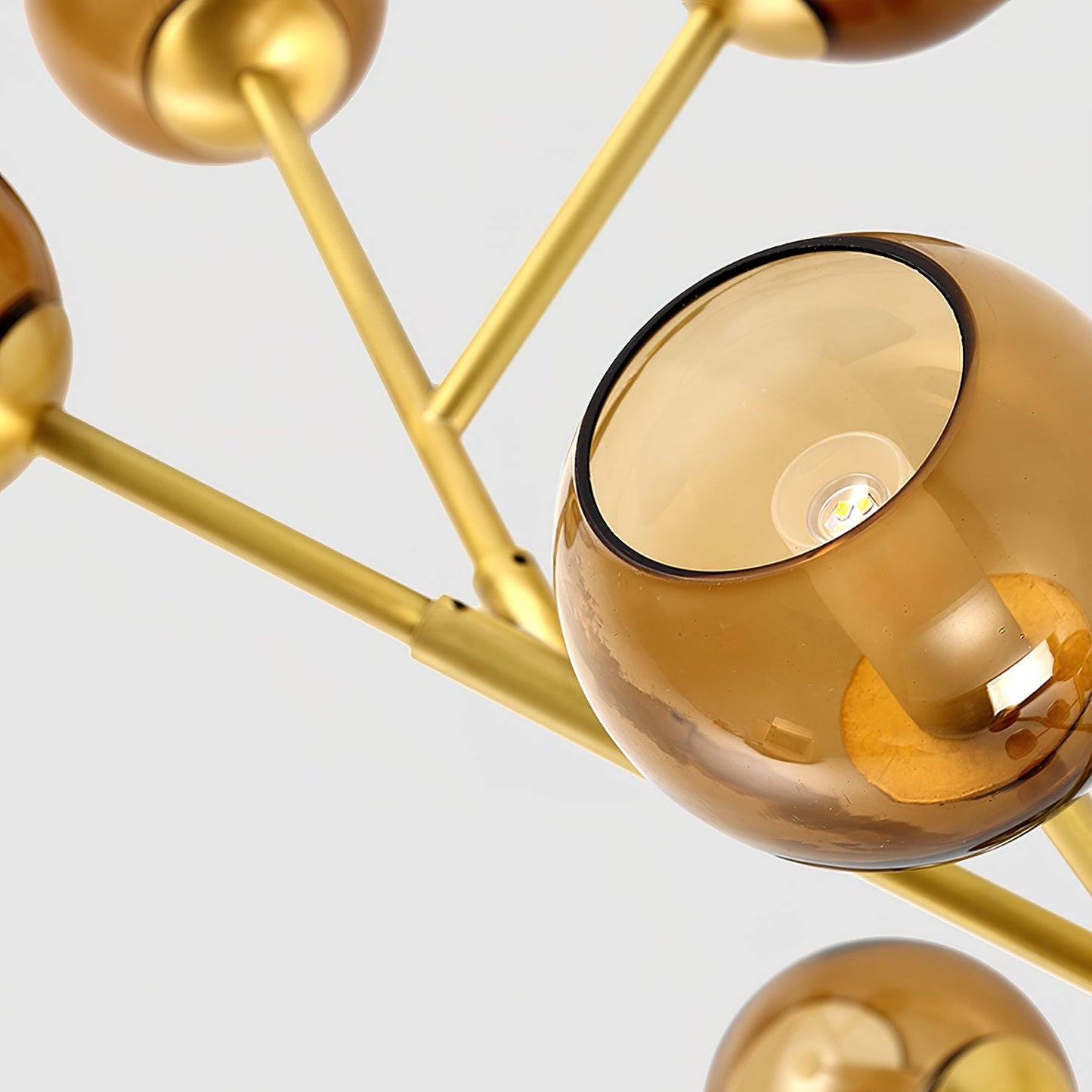 Branch Chandelier - Modern Starburst Brass & Glass Orb Pendant