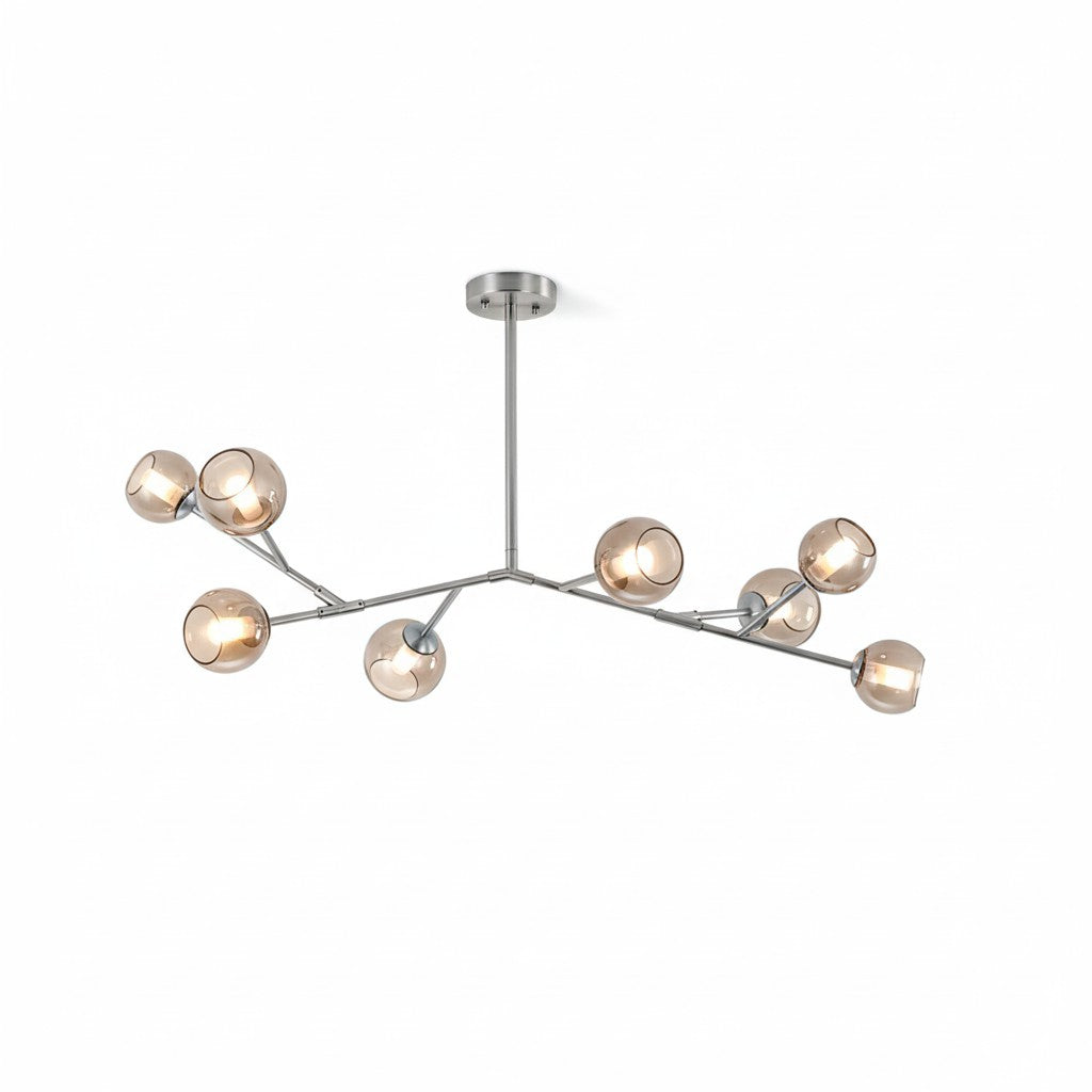 Branch Chandelier - Modern Starburst Brass & Glass Orb Pendant