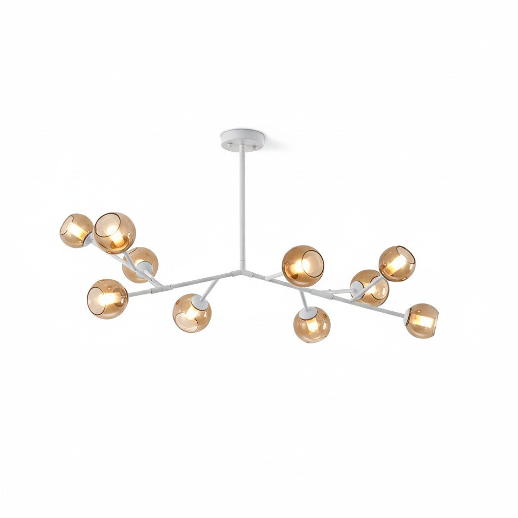 Branch Chandelier - Modern Starburst Brass & Glass Orb Pendant