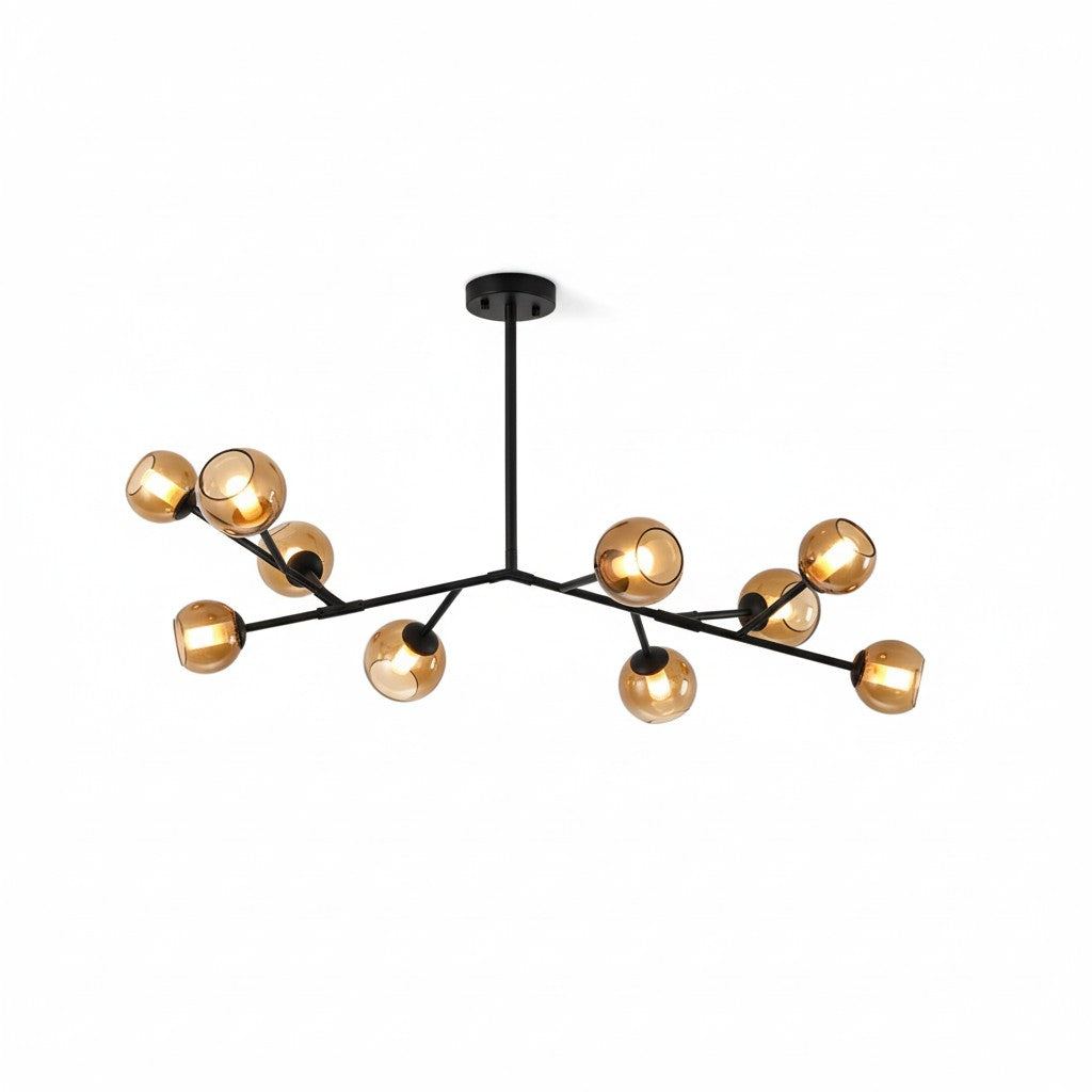 Branch Chandelier - Modern Starburst Brass & Glass Orb Pendant