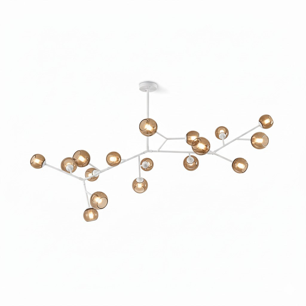 Branch Chandelier - Modern Starburst Brass & Glass Orb Pendant