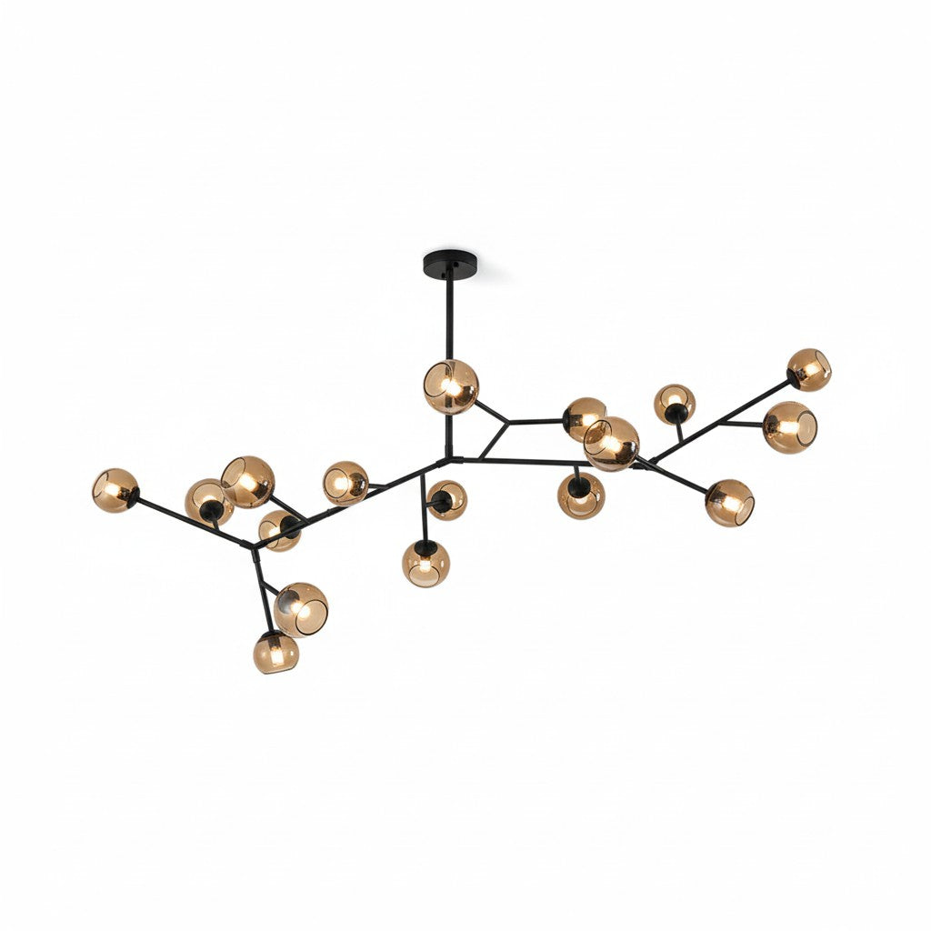 Branch Chandelier - Modern Starburst Brass & Glass Orb Pendant