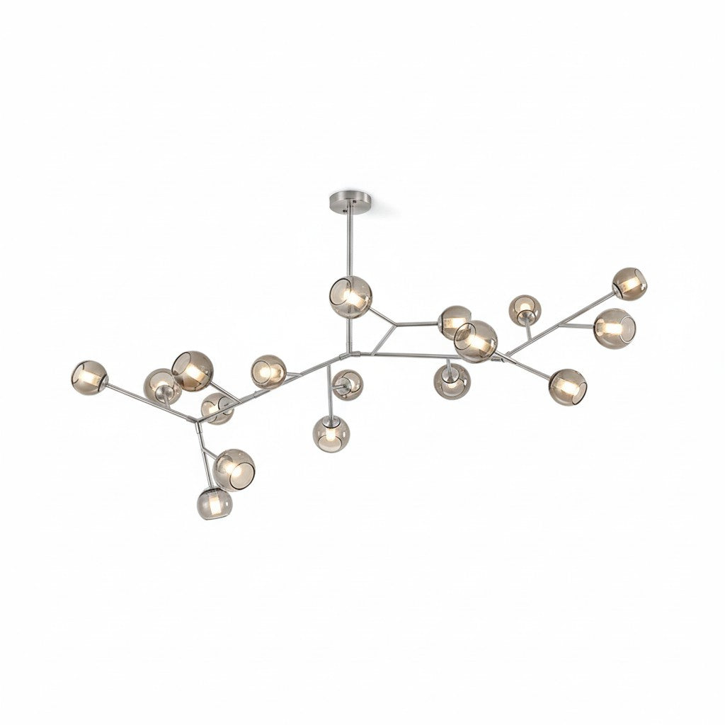 Branch Chandelier - Modern Starburst Brass & Glass Orb Pendant