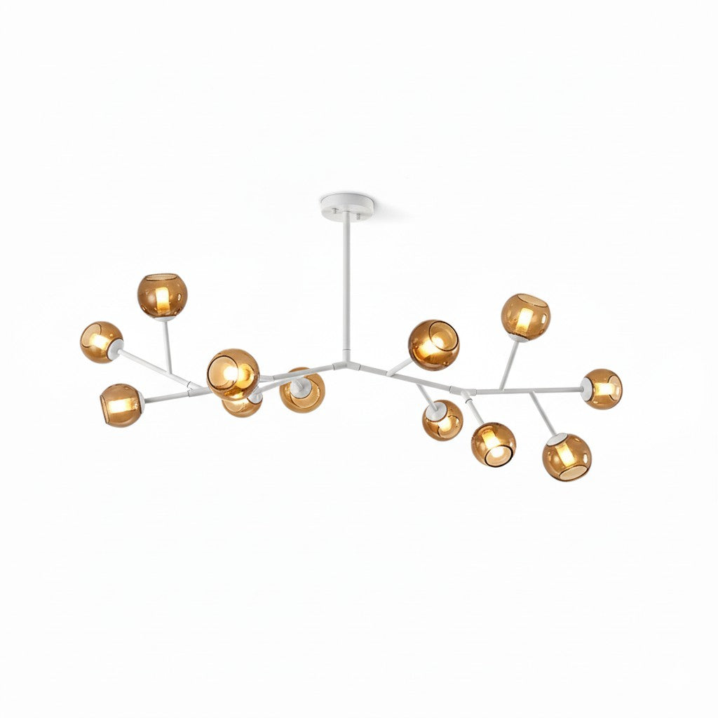 Branch Chandelier - Modern Starburst Brass & Glass Orb Pendant