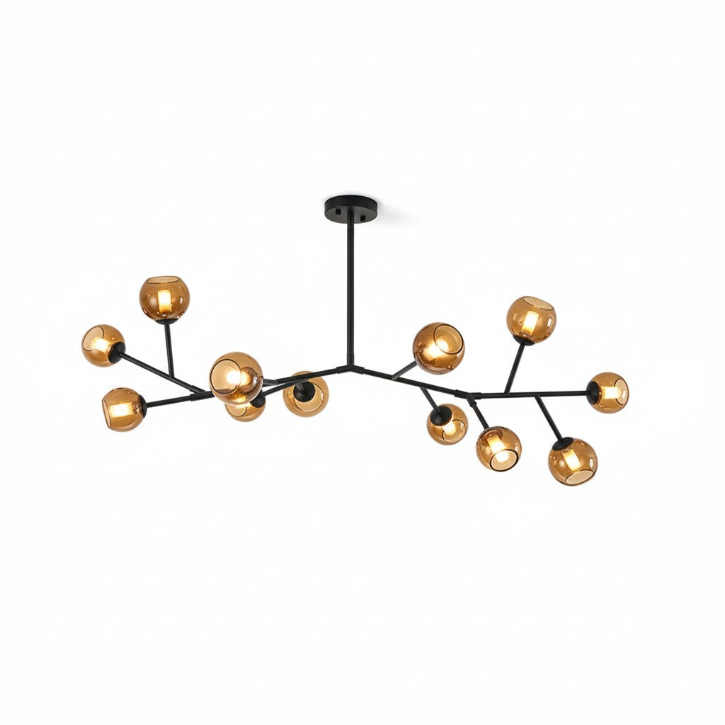 Branch Chandelier - Modern Starburst Brass & Glass Orb Pendant