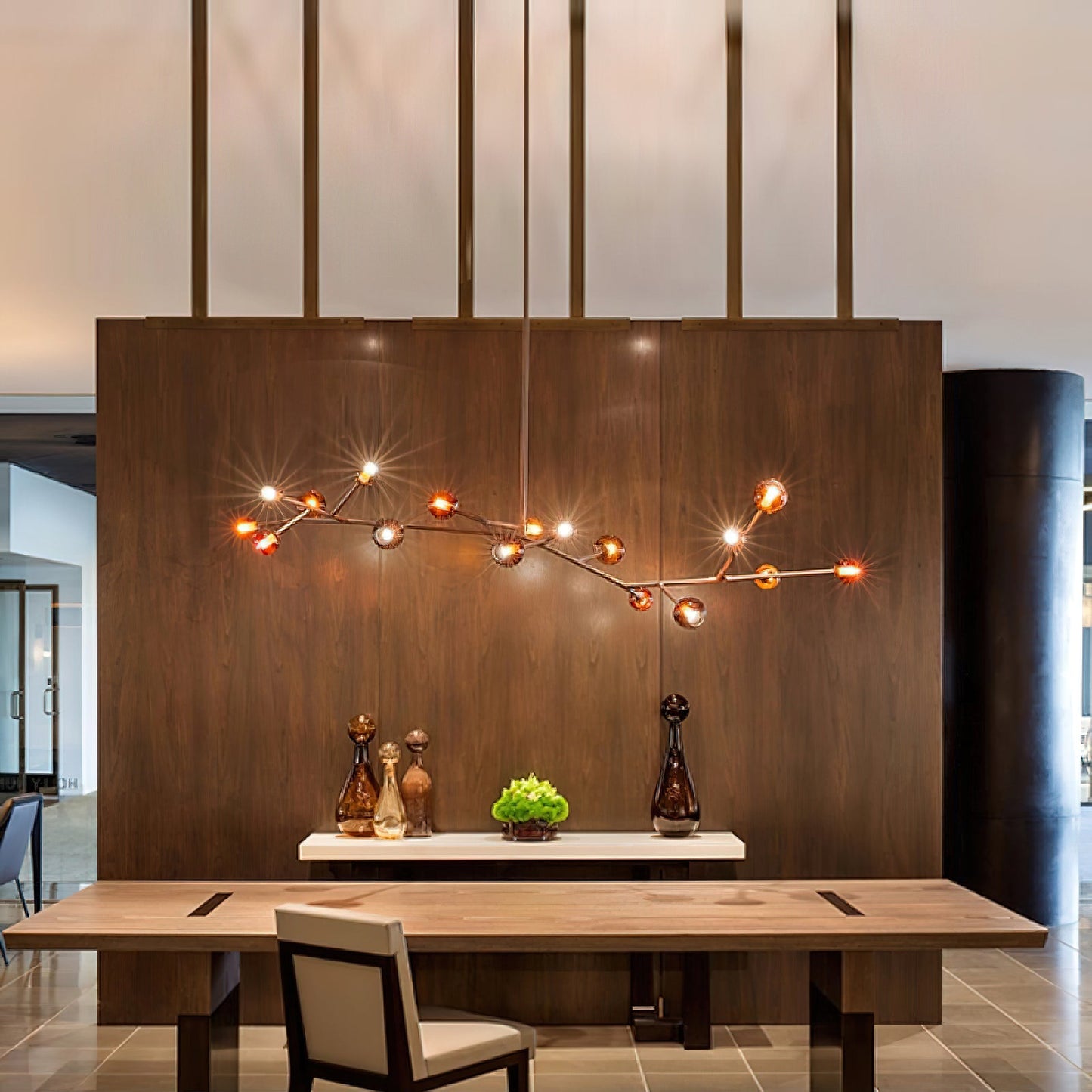 Branch Chandelier - Modern Starburst Brass & Glass Orb Pendant