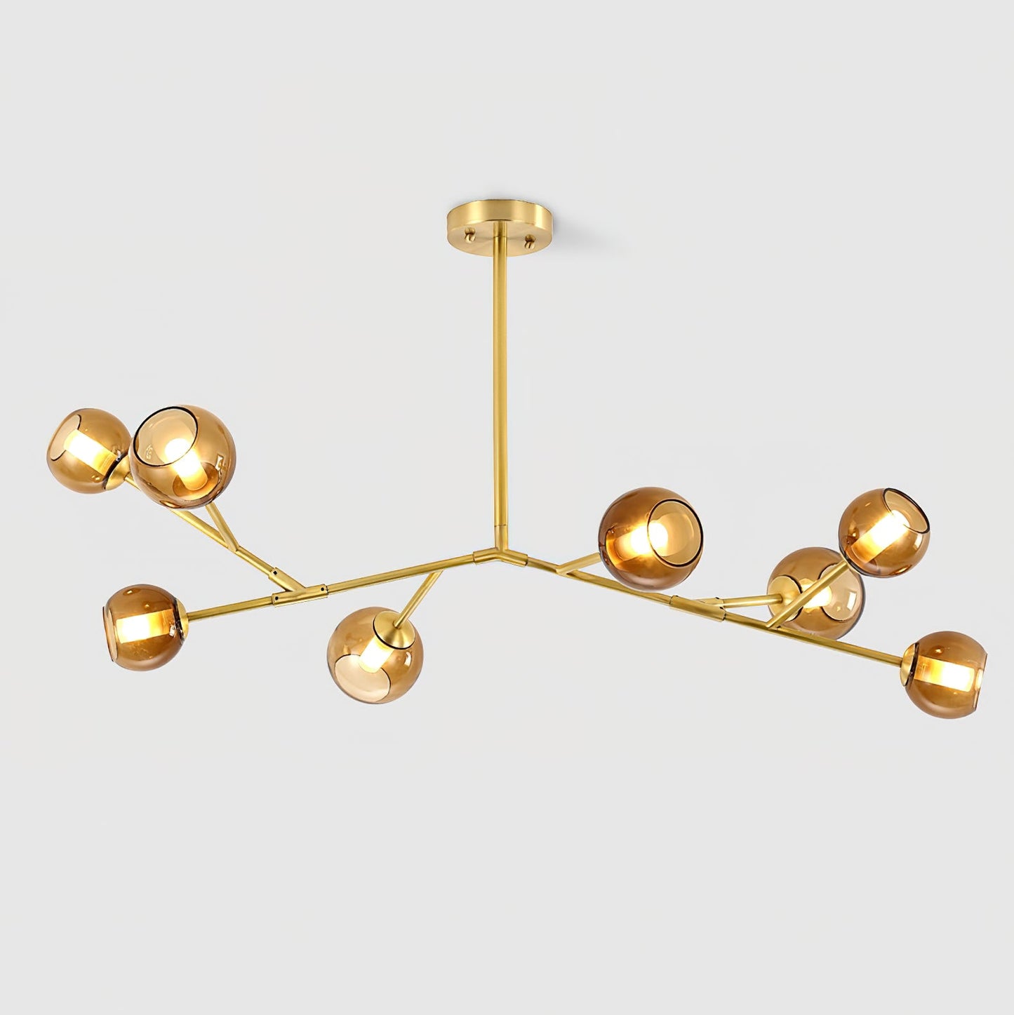 Branch Chandelier - Modern Starburst Brass & Glass Orb Pendant