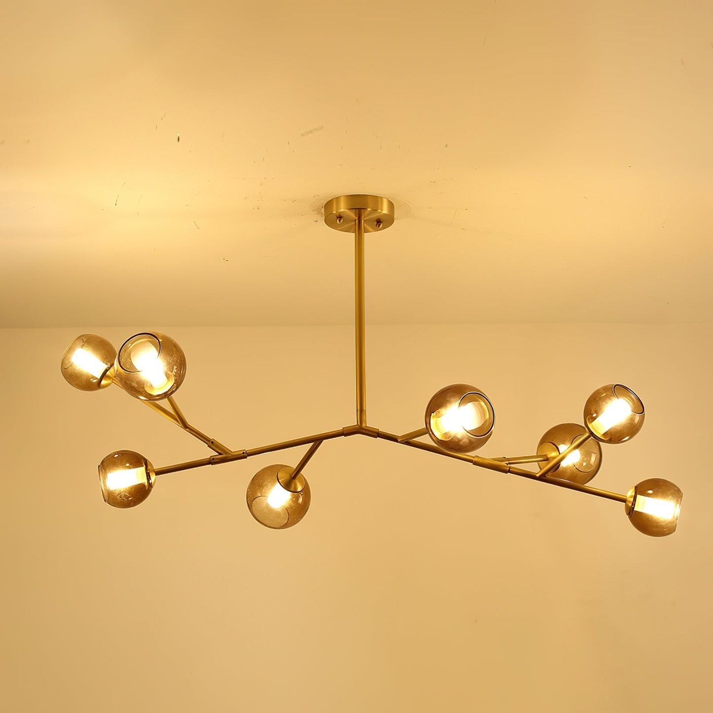 Branch Chandelier - Modern Starburst Brass & Glass Orb Pendant