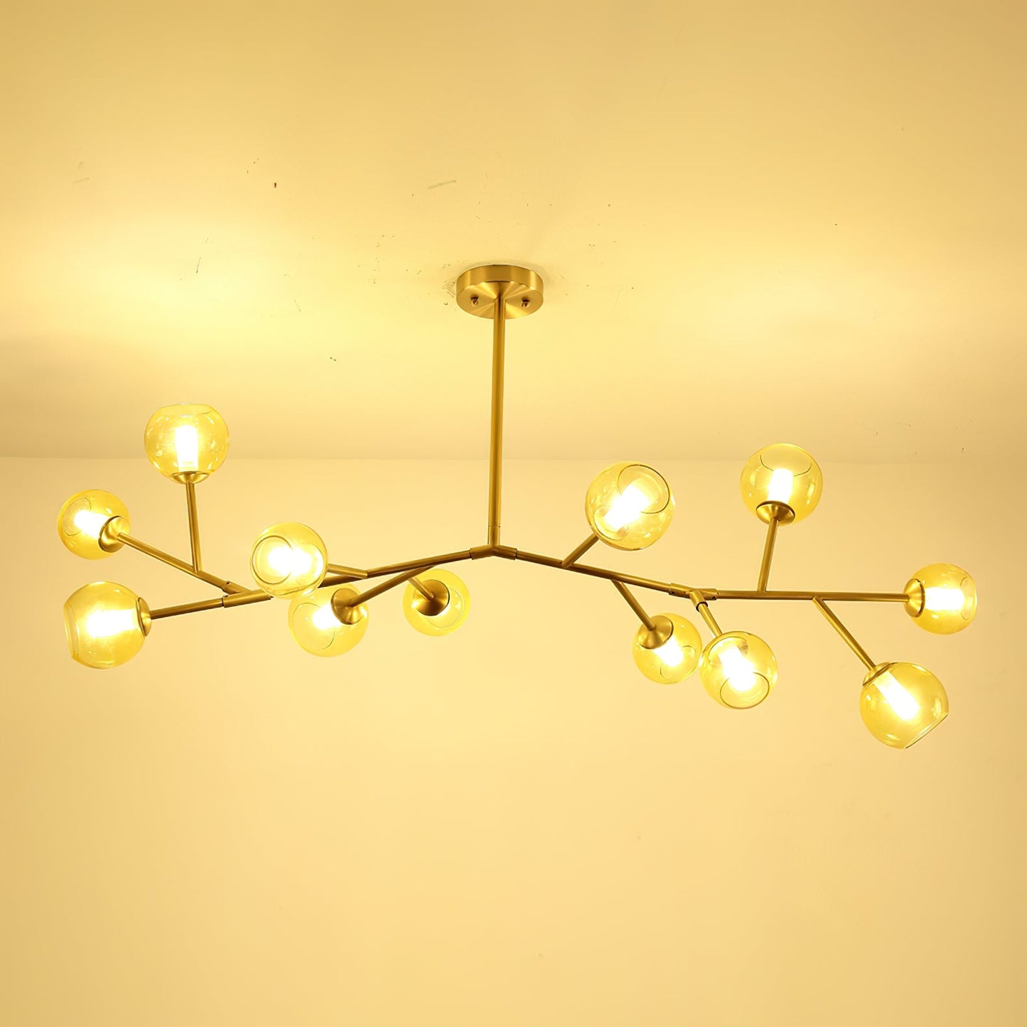 Branch Chandelier - Modern Starburst Brass & Glass Orb Pendant