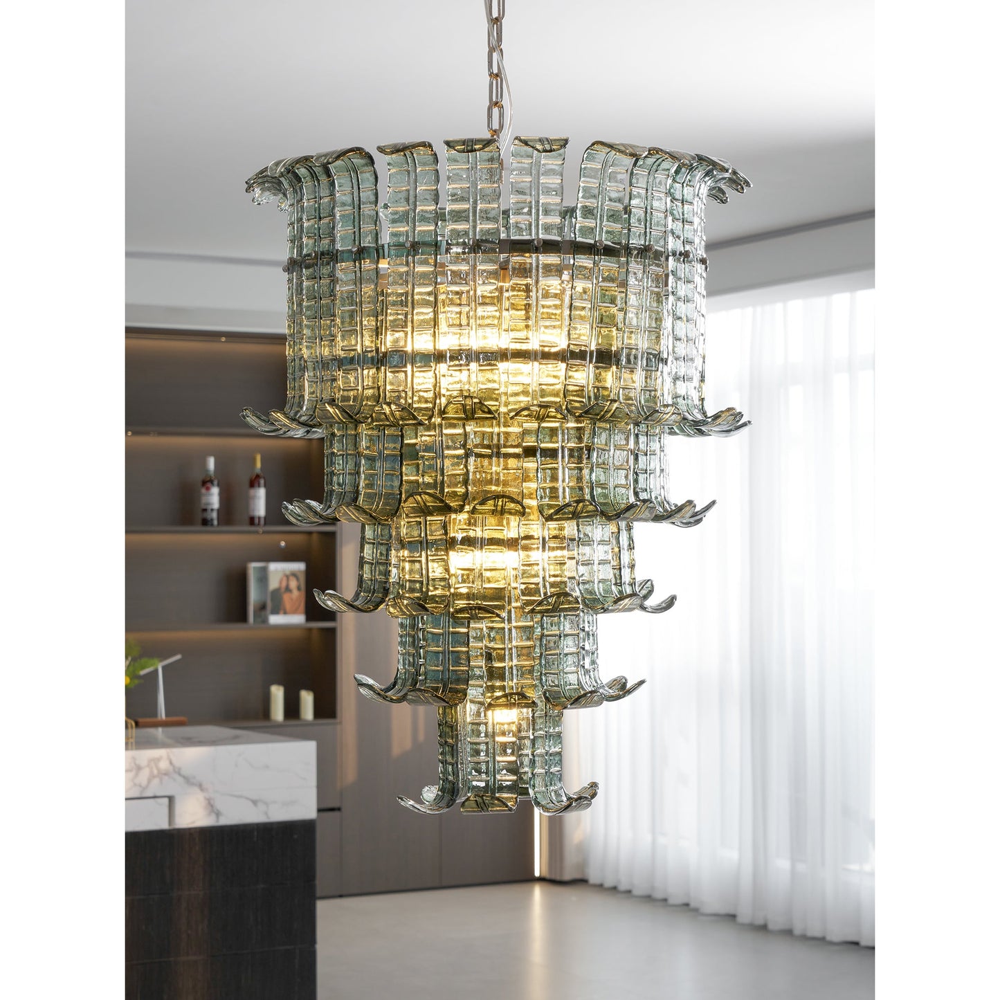 Brasher Murano Chandelier - Cascading Murano Glass & Metal Luxury Chandelier