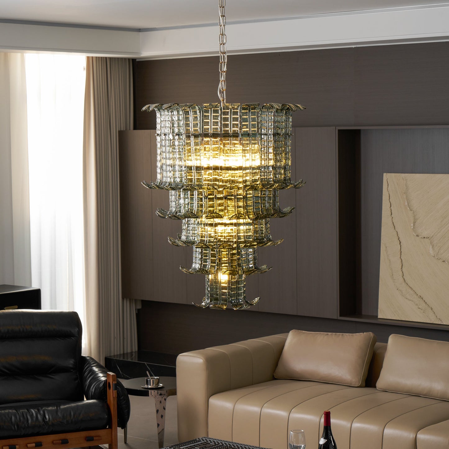 Brasher Murano Chandelier - Cascading Murano Glass & Metal Luxury Chandelier