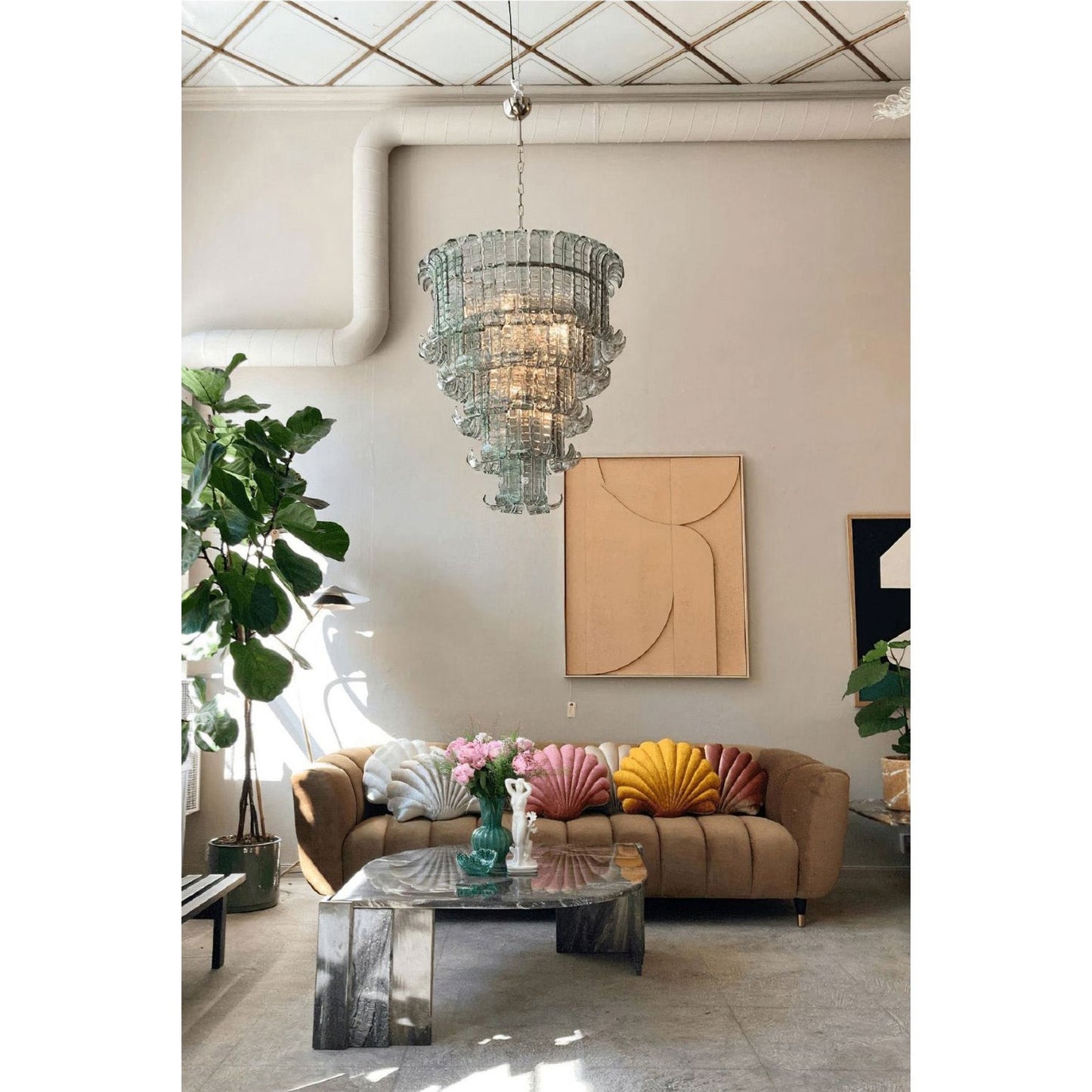 Brasher Murano Chandelier - Cascading Murano Glass & Metal Luxury Chandelier