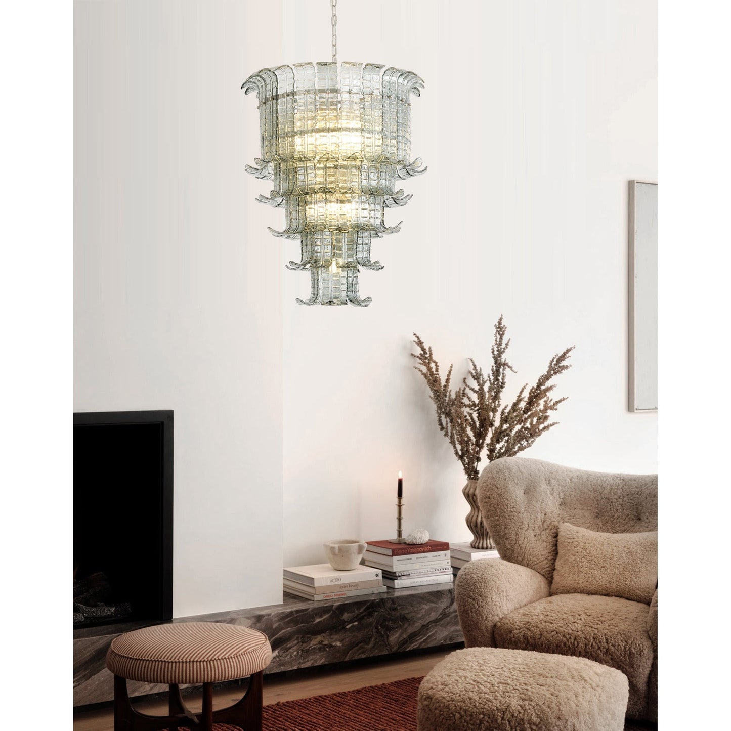 Brasher Murano Chandelier - Cascading Murano Glass & Metal Luxury Chandelier
