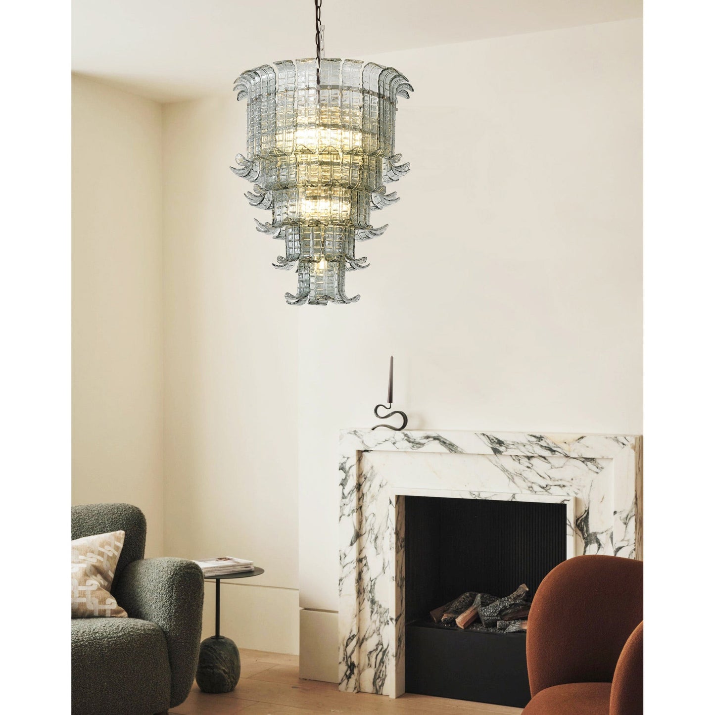 Brasher Murano Chandelier - Cascading Murano Glass & Metal Luxury Chandelier