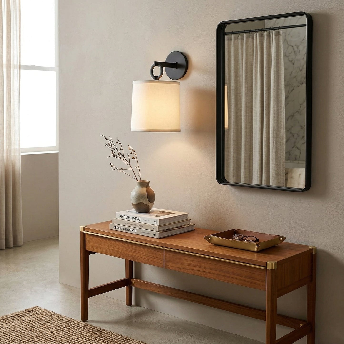 Full Circle Sconce - Modern Designer Ring Wall Light with Fabric Shade