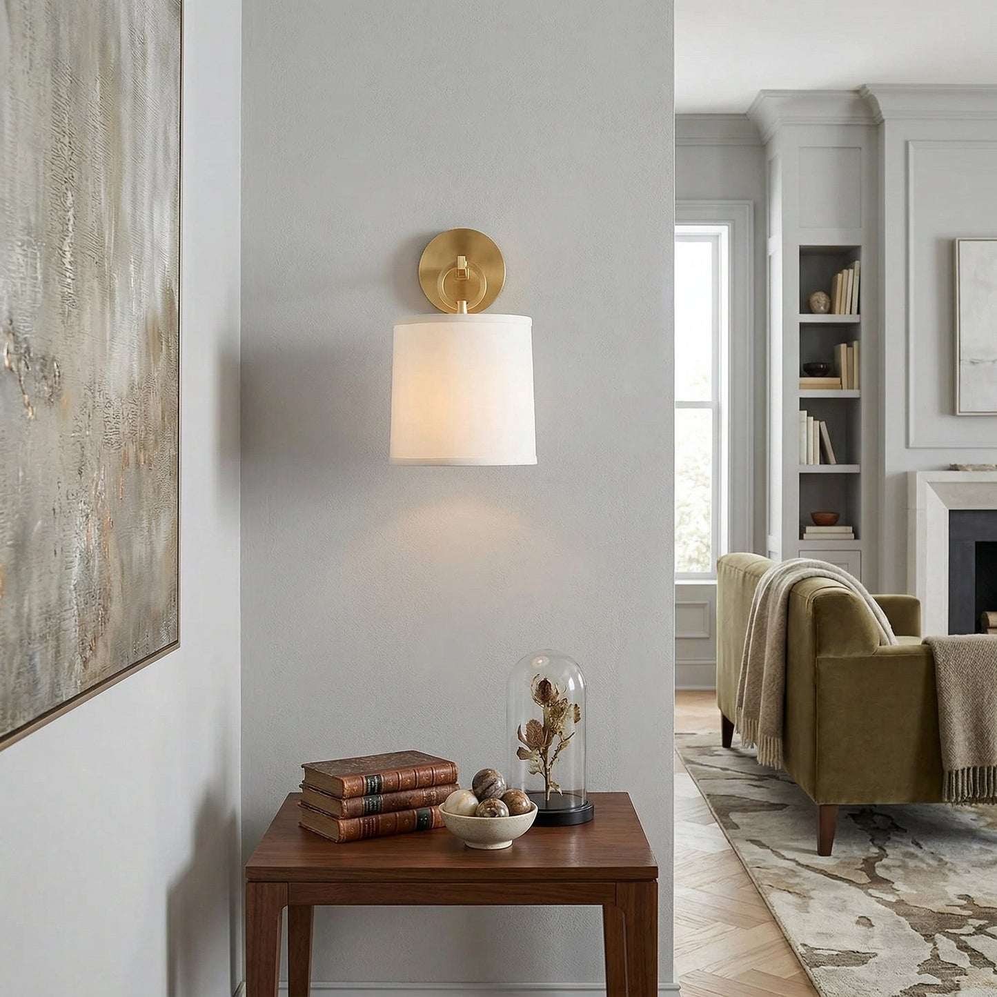 Full Circle Sconce - Modern Designer Ring Wall Light with Fabric Shade