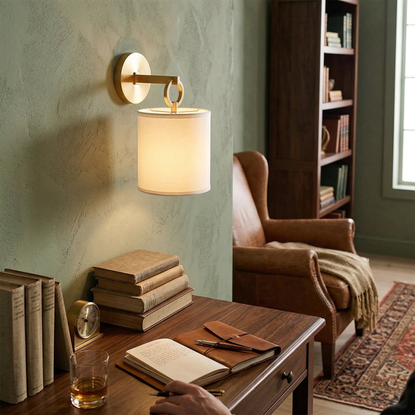 Full Circle Sconce - Modern Designer Ring Wall Light with Fabric Shade