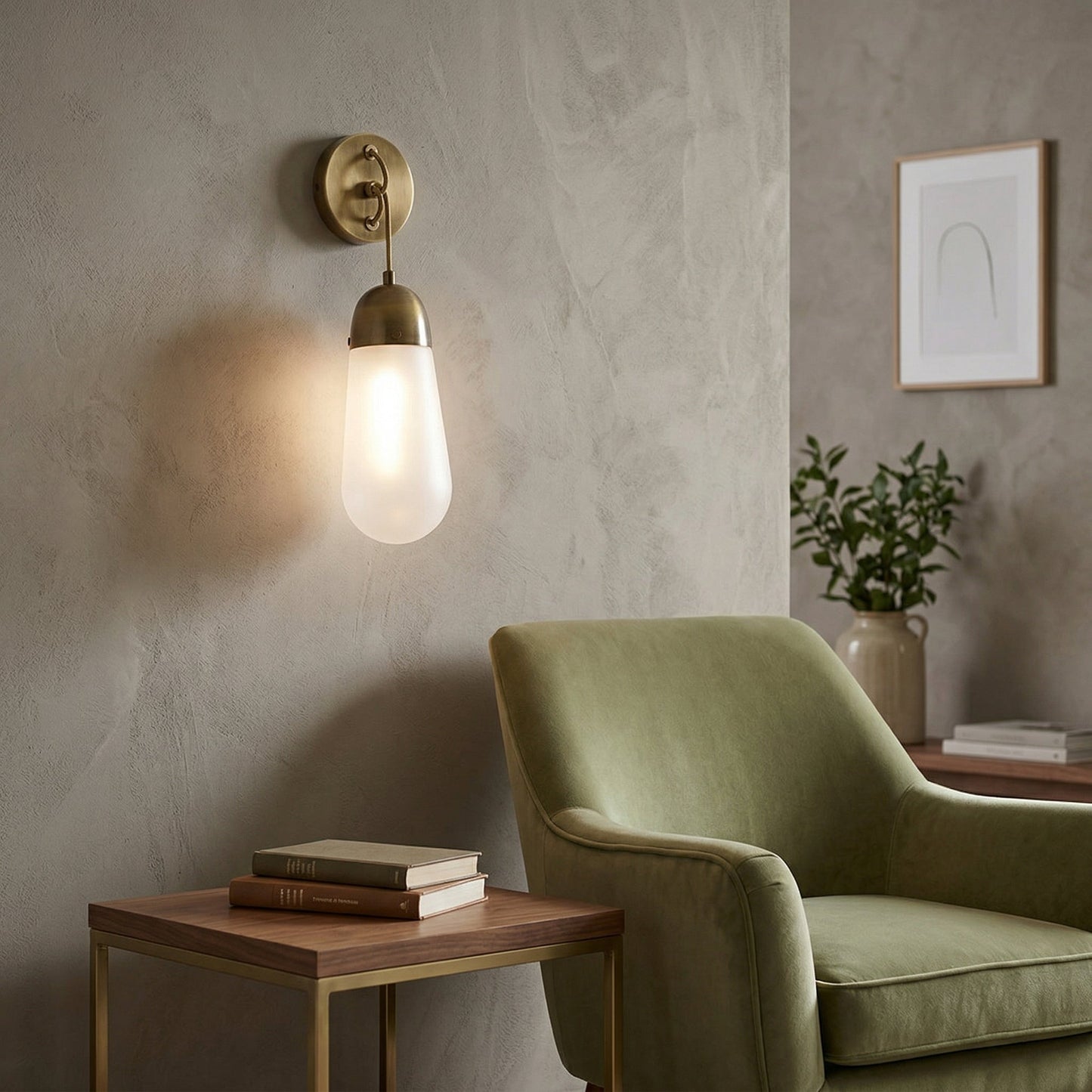 Lariat Wall Lamp - Refined Architectural Brass & Glass Shade Sconce