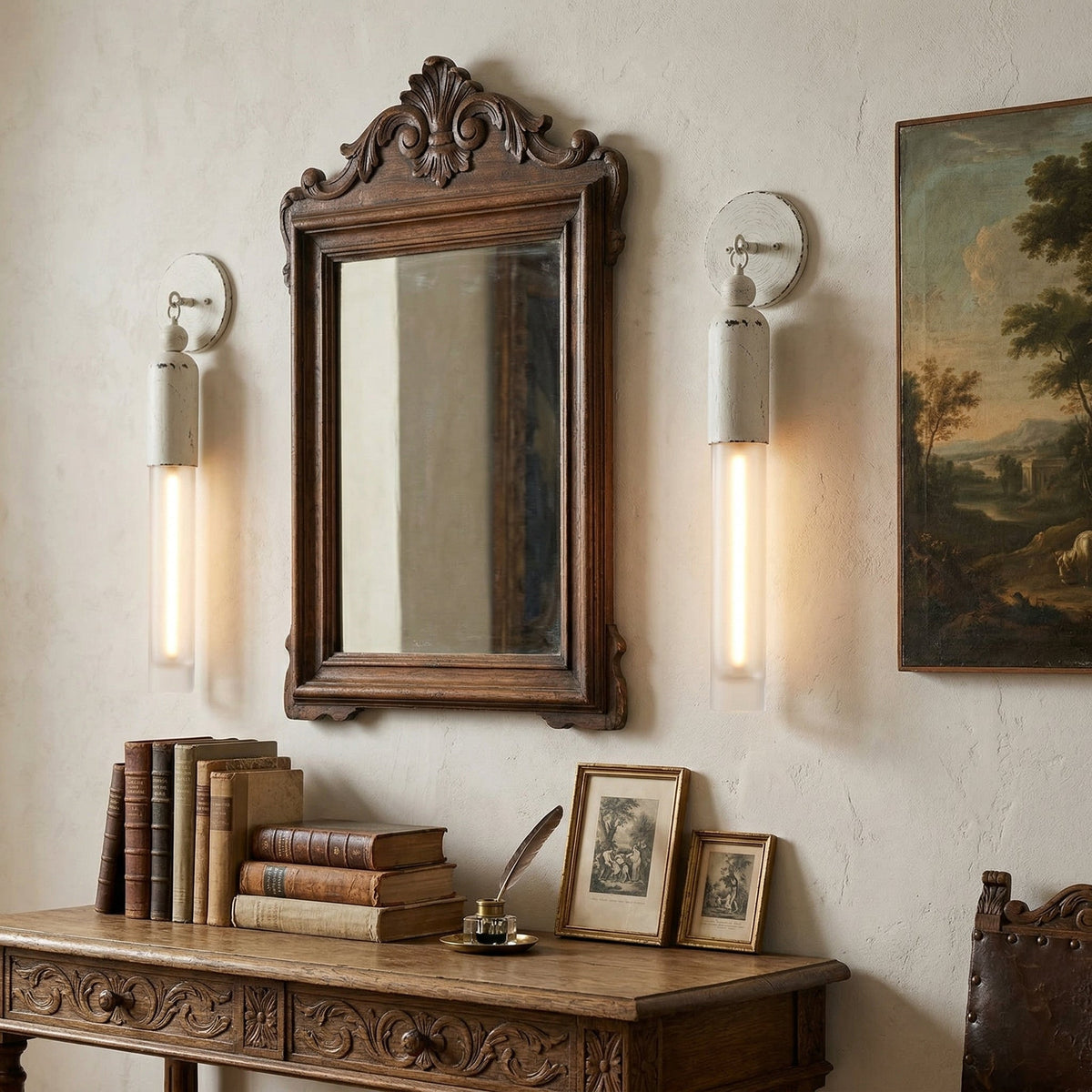 Darby Wall Lamp – Textured Mold-Blown Glass & Brass Dome Sconce