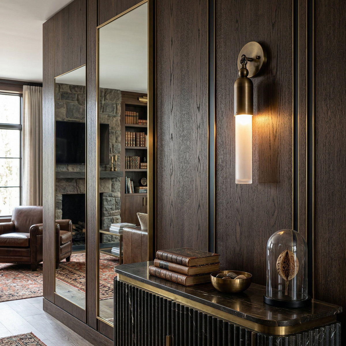 Darby Wall Lamp – Textured Mold-Blown Glass & Brass Dome Sconce
