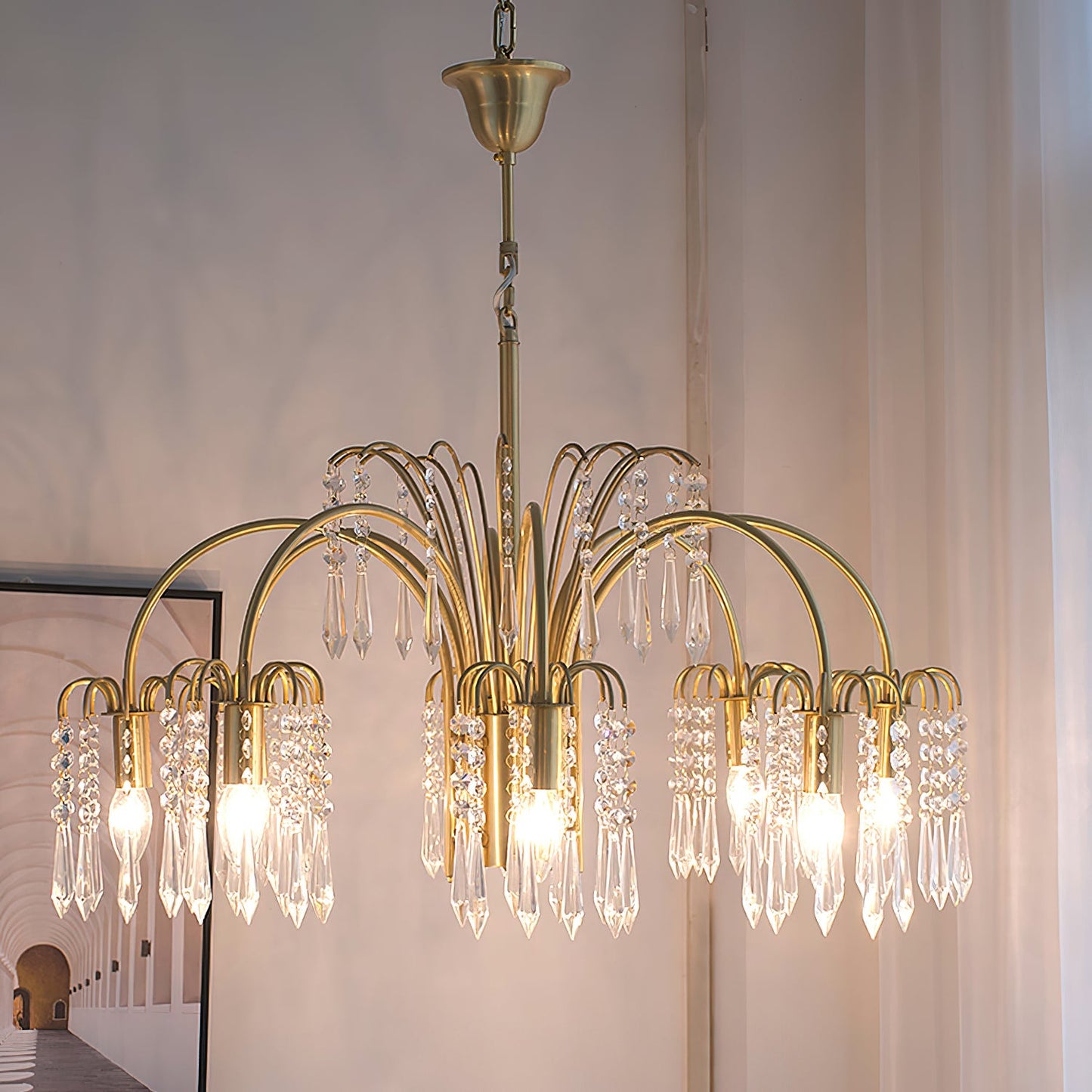Brass Candle Crystal Chandelier - Traditional K9 Crystal & Polished Brass Chandelier
