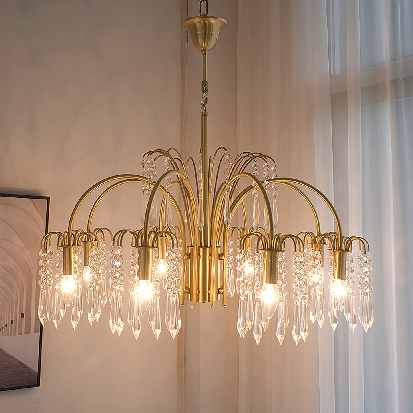 Brass Candle Crystal Chandelier - Traditional K9 Crystal & Polished Brass Chandelier