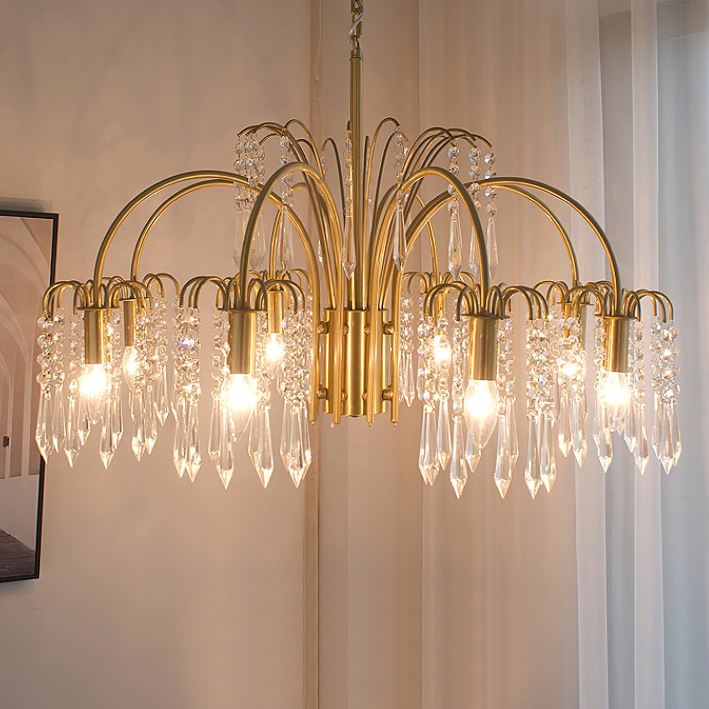 Brass Candle Crystal Chandelier - Traditional K9 Crystal & Polished Brass Chandelier