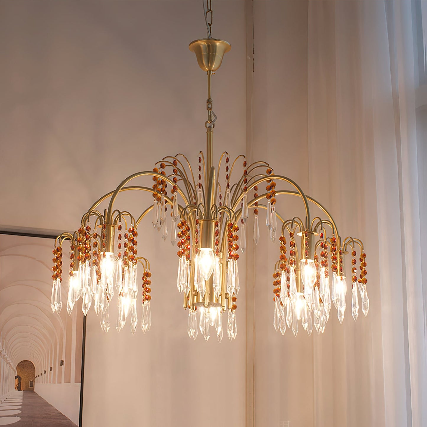 Brass Candle Crystal Chandelier - Traditional K9 Crystal & Polished Brass Chandelier