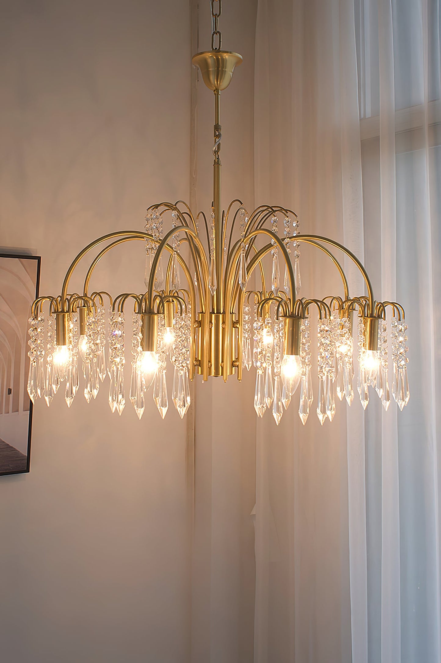 Brass Candle Crystal Chandelier - Traditional K9 Crystal & Polished Brass Chandelier