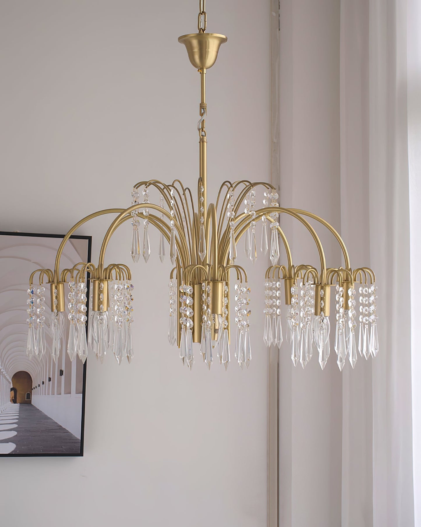 Brass Candle Crystal Chandelier - Traditional K9 Crystal & Polished Brass Chandelier