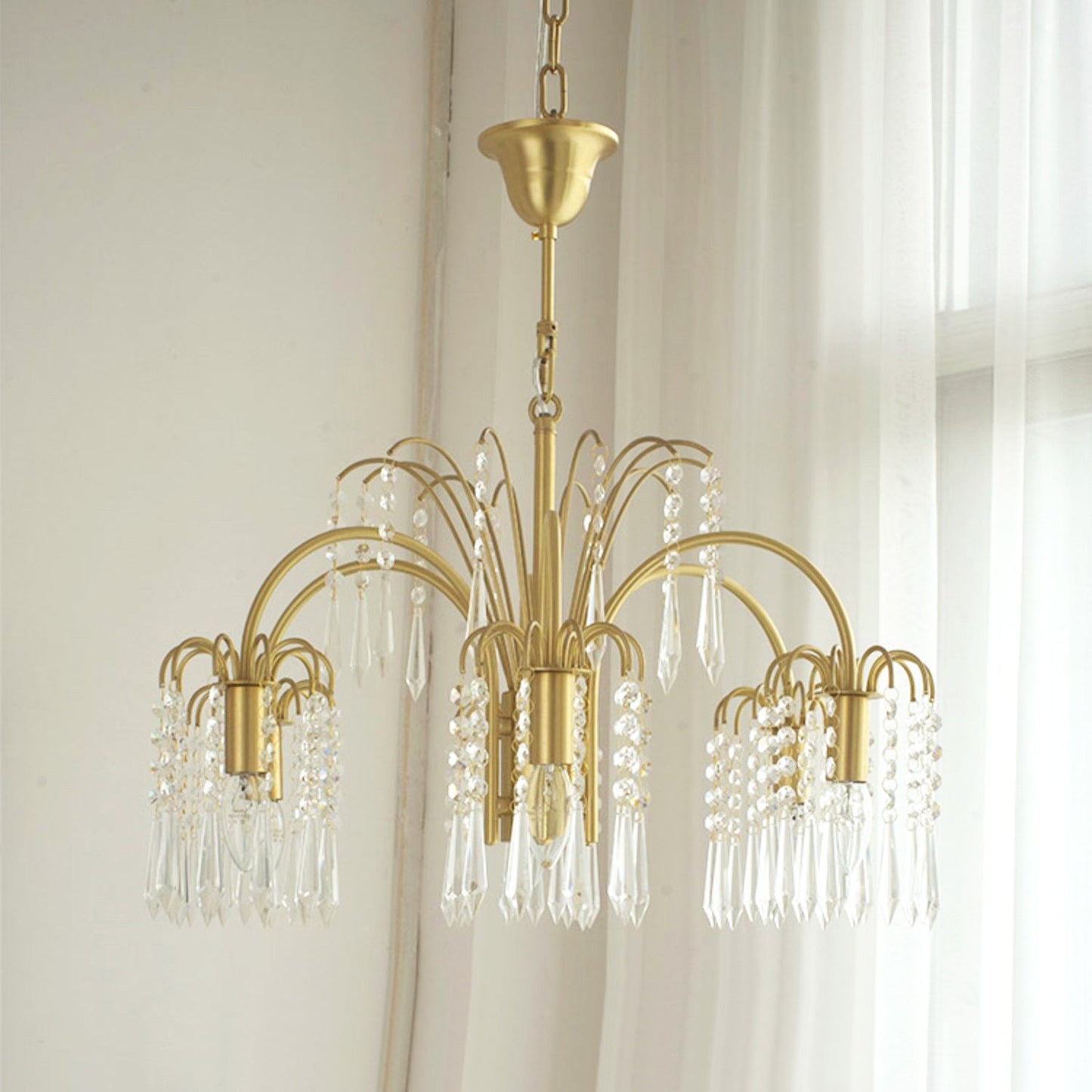 Brass Candle Crystal Chandelier - Traditional K9 Crystal & Polished Brass Chandelier