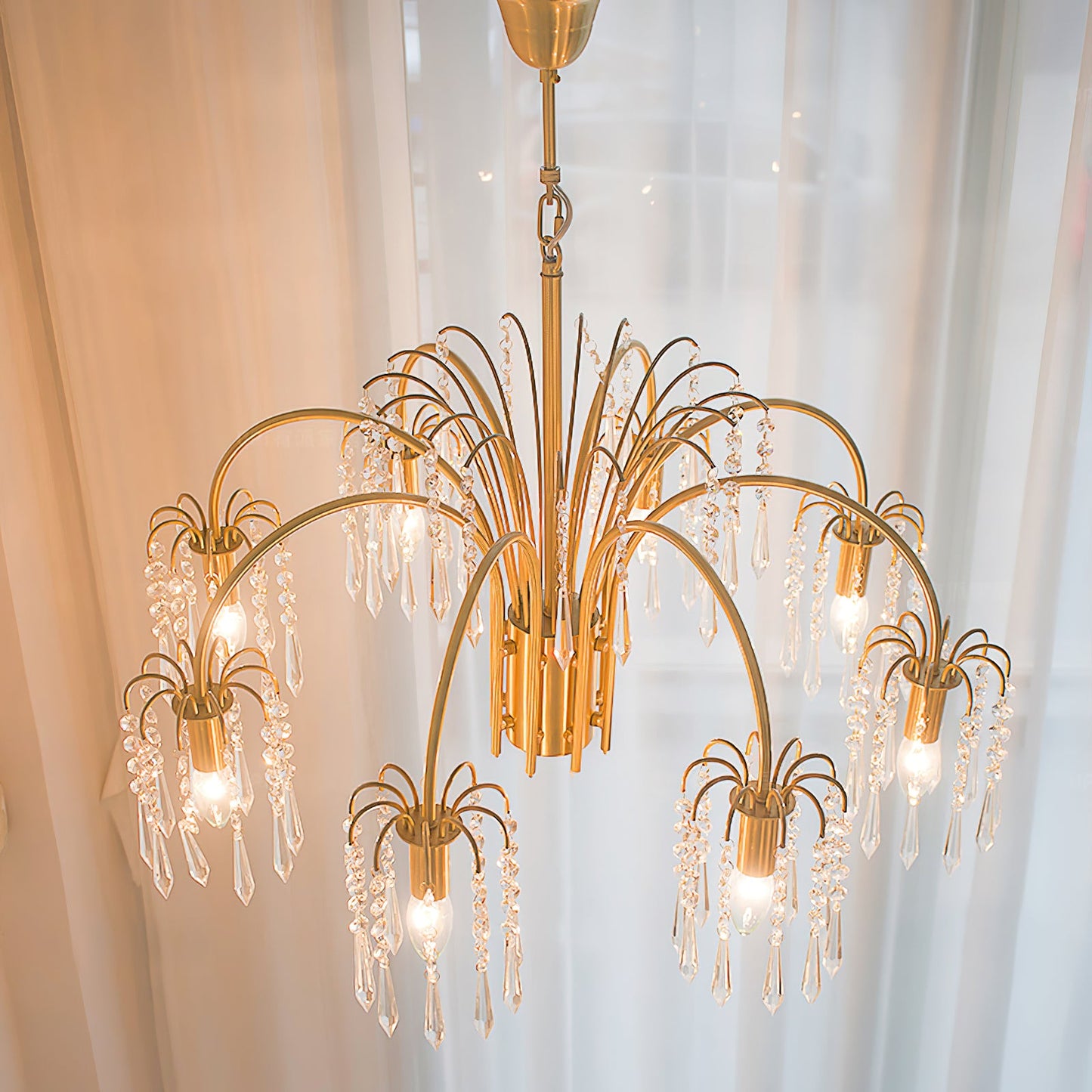 Brass Candle Crystal Chandelier - Traditional K9 Crystal & Polished Brass Chandelier
