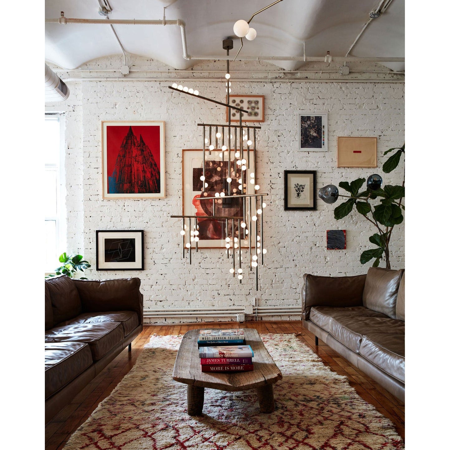 Brass Drop System Chandelier - Modern Organic Blown Glass Orb Chandelier