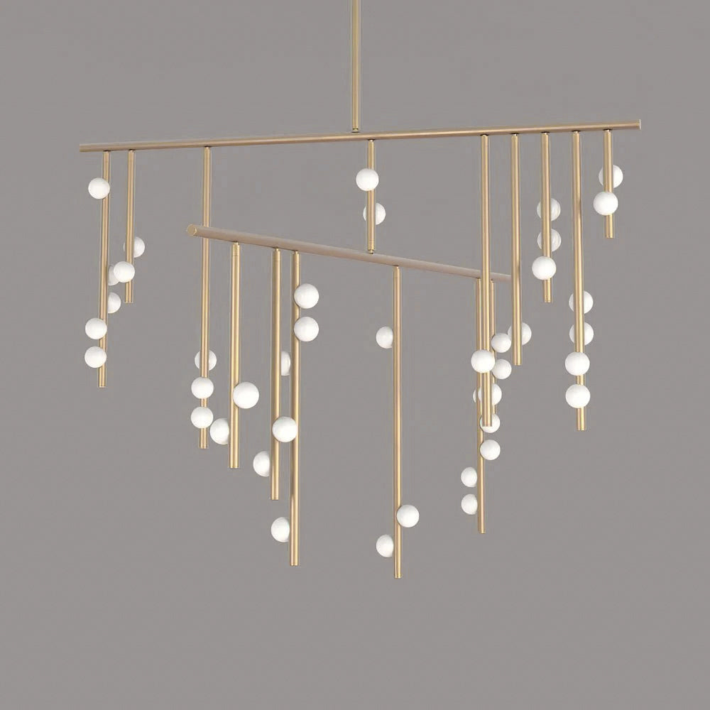 Brass Drop System Chandelier - Modern Organic Blown Glass Orb Chandelier