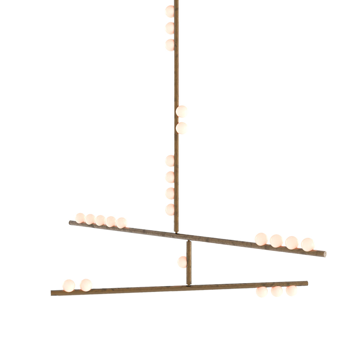 Brass Drop System Chandelier - Modern Organic Blown Glass Orb Chandelier