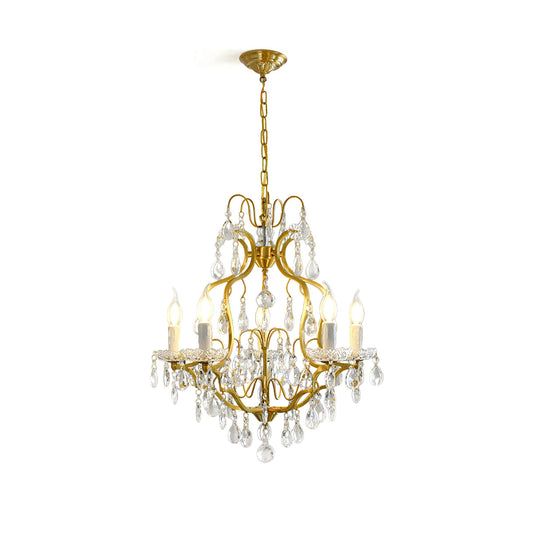 Brass Scrolls Chandelier - Regal Antique Brass & Crystal 5-Light Chandelier