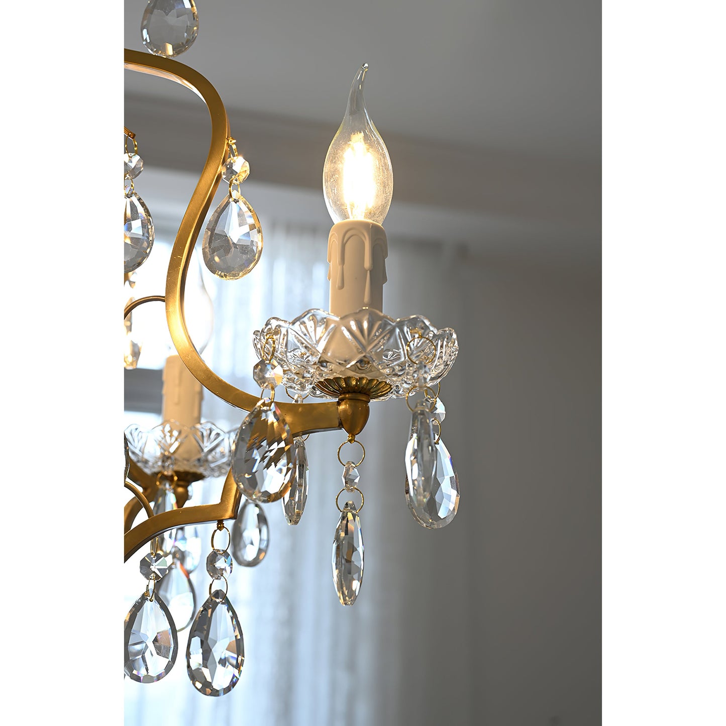 Brass Scrolls Chandelier - Regal Antique Brass & Crystal 5-Light Chandelier